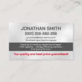 Carte De Visite Entrepreneur professionnel en électricité et plomb (Dos)