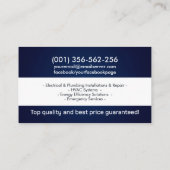 Carte De Visite Entrepreneur professionnel en électricité et plomb (Dos)