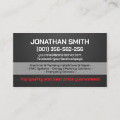 Carte De Visite Entrepreneur professionnel en électricité et plomb (Dos)