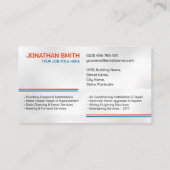 Carte De Visite Entrepreneur professionnel en électricité et plomb (Dos)