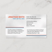 Carte De Visite Entrepreneur professionnel en électricité et plomb (Dos)