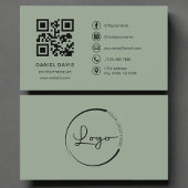Carte De Visite Entrepreneur Sage Green Logo QR Code 