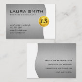 Carte De Visite Entreprise / Argent métallique / Monogramme or (Devant / Derrière)