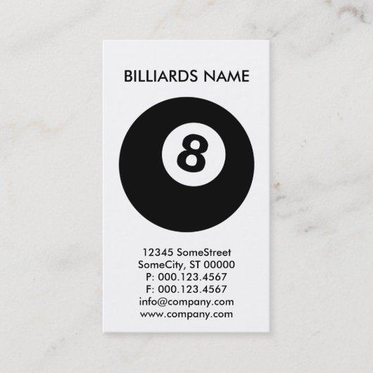 Carte De Visite entreprise BILLIARDS personnalisée (Devant)