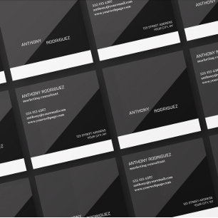 Carte de Visite Entreprise Carré Noir Minimal Mode
