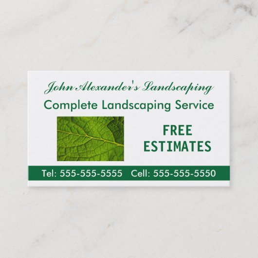 Carte De Visite Entreprise d'aménagement paysager, jardin et servi (Devant)
