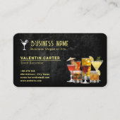 Carte De Visite entreprise de barman de boissons | Noir moderne (Devant)