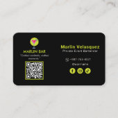 Carte De Visite Entreprise de barman moderne | Noir Décontracté (Devant)
