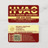 Carte De Visite Entreprise de Climatisation Chauffage HVAC Luxe