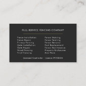 Carte De Visite Entreprise de Clôture (Dos)