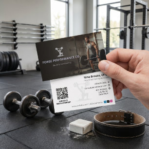Carte De Visite Entreprise de Coach CrossFit Brun Profond Rustiq