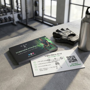 Carte De Visite Entreprise de coach CrossFit Vert Moderne Puissa