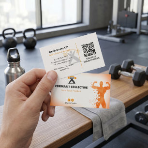 Carte De Visite Entreprise de coach personnel   Orange Blanc