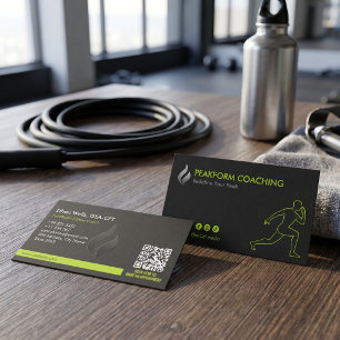 Carte De Visite Entreprise de coach sportif   Minimaliste noir mat