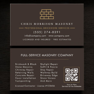 Carte De Visite Entreprise de code QR de maçonnerie de briques
