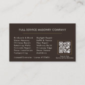 Carte De Visite Entreprise de code QR de maçonnerie de briques (Dos)