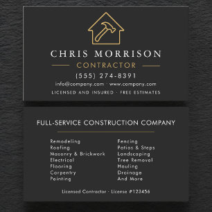 Carte De Visite Entreprise de construction Black Gold