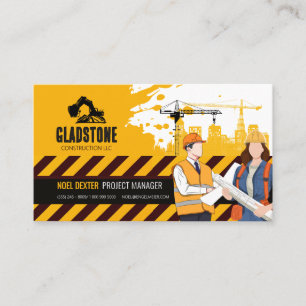 Carte de visite entreprise de construction jaune n