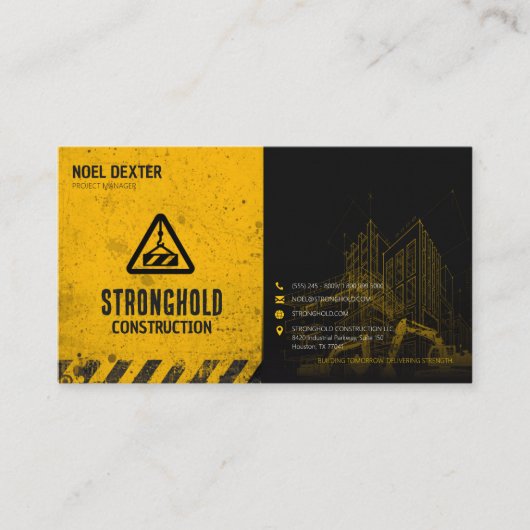 Carte de visite entreprise de construction jaune n (Devant)