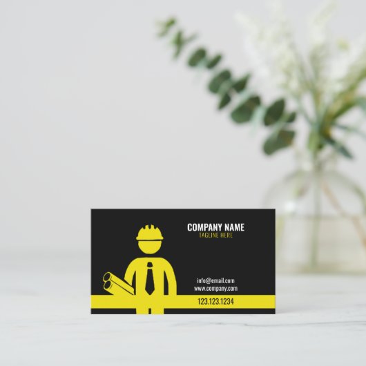 Carte De Visite Entreprise De Construction Moderne Simple (Debout devant)