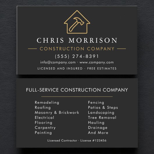 Carte De Visite Entreprise de construction professionnelle