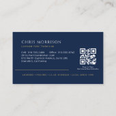 Carte De Visite Entreprise de CVC Code QR Bleu Marine (Dos)