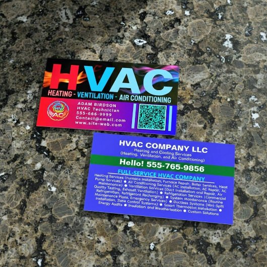 Carte De Visite Entreprise de CVC Logo Code QR | Climatisation Pro