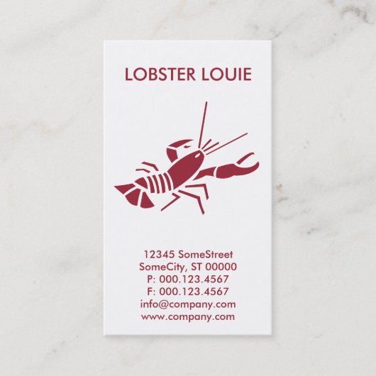 Carte De Visite entreprise de homard sur mesure (Devant)