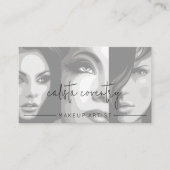 Carte De Visite Entreprise de Maquillage de Photo en Écriture Noir (Devant)