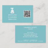 Carte De Visite Entreprise de nettoyage QR Code Spray bouteille Aq (Devant / Derrière)