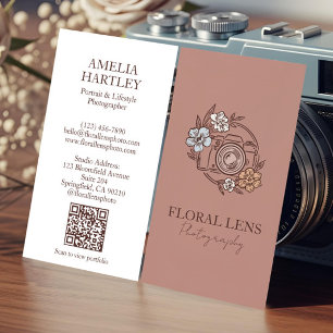 Carte De Visite Entreprise de Photographe Appareil Photo Floral Vi