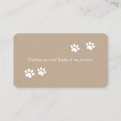 Carte de visite Entreprise de promenade de chiens  (Dos)