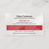Carte De Visite Entreprise de ramonage de cheminée et services de (Dos)