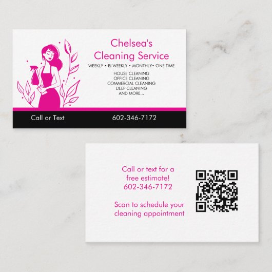 Carte De Visite Entreprise de service de nettoyage de maison Code (Devant / Derrière)