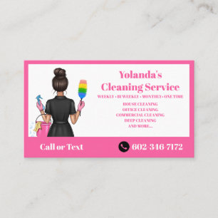 Carte De Visite Entreprise de service de nettoyage de maison rose