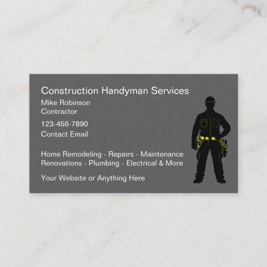 Carte De Visite Entreprise de services de construction (Devant)