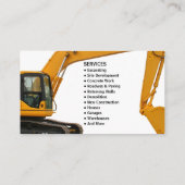 Carte De Visite Entreprise de services d'excavation (Dos)