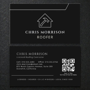 Carte De Visite Entreprise de Toiture Code QR Moderne Toiturier No