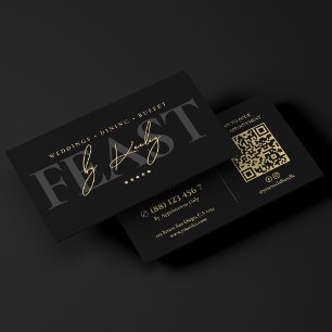 Carte De Visite Entreprise de traiteur de buffet élégant Noir