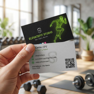 Carte De Visite Entreprise d'entraîneur personnel   Black Green