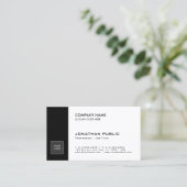 Carte De Visite Entreprise design élégante et élégante en noir bla (Debout devant)