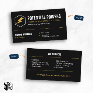Carte De Visite Entreprise Électrique Professionnelle Électricien