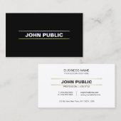 Carte De Visite Entreprise élégant Noir Noir Blanc Moderne (Devant / Derrière)