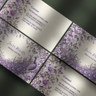 Carte De Visite Entreprise Fleurie Paon Lilas