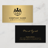 Carte De Visite Entreprise / Gold Metallic / Icône mondiale (Devant / Derrière)