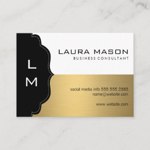 Carte De Visite Entreprise Gold Noir avec Monogramme