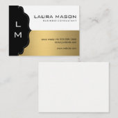Carte De Visite Entreprise Gold Noir avec Monogramme (Devant / Derrière)