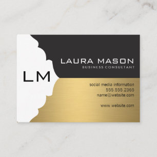 Carte De Visite Entreprise Gold Noir avec Monogramme