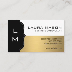 Carte De Visite Entreprise Gold Noir avec Monogramme
