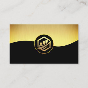 Carte De Visite Entreprise Gold Noir   Icône Gold Financial Graph